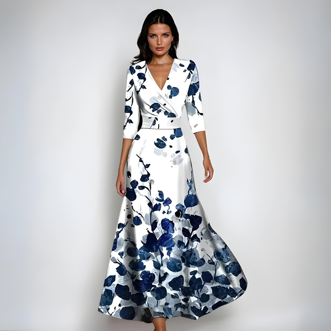 Emili | blomsterprint slå-om maxikjole