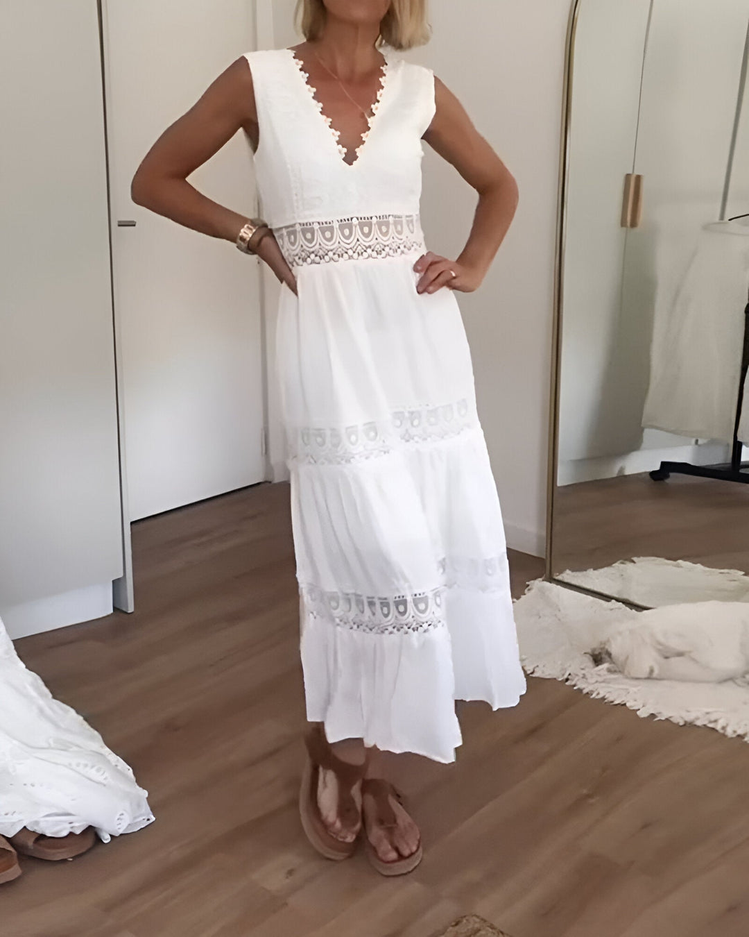 Emma | Ærmeløs blondekjole
